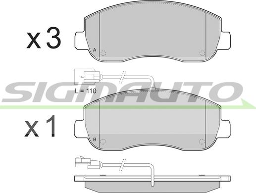 SIGMAUTO SPB439 - Brake Pad Set, disc brake autospares.lv