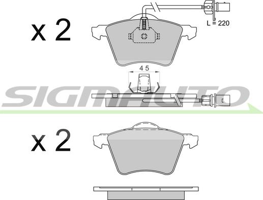 SIGMAUTO SPB506 - Brake Pad Set, disc brake autospares.lv