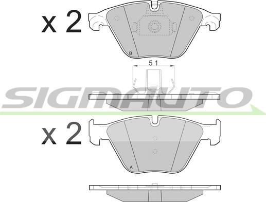 SIGMAUTO SPB500 - Brake Pad Set, disc brake autospares.lv