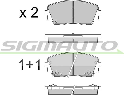 SIGMAUTO SPB532 - Brake Pad Set, disc brake autospares.lv