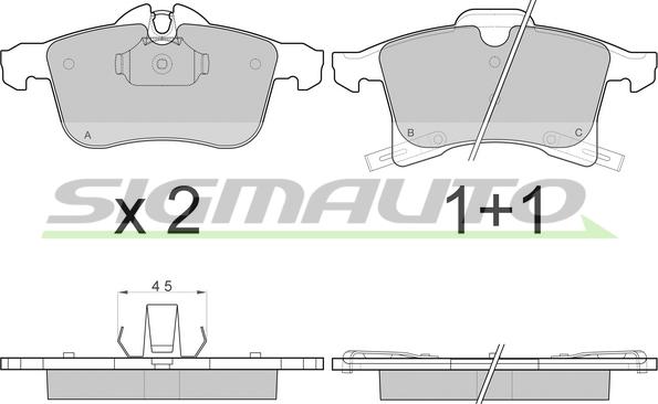 SIGMAUTO SPB093 - Brake Pad Set, disc brake autospares.lv