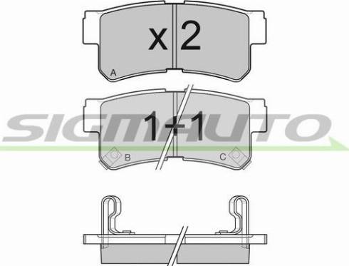 SIGMAUTO SPB043 - Brake Pad Set, disc brake autospares.lv
