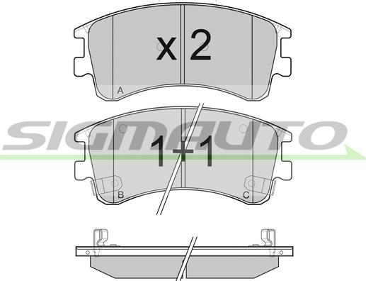 SIGMAUTO SPB089 - Brake Pad Set, disc brake autospares.lv