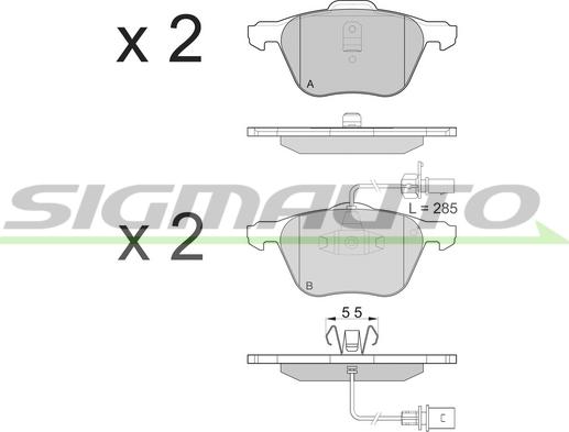 SIGMAUTO SPB076 - Brake Pad Set, disc brake autospares.lv