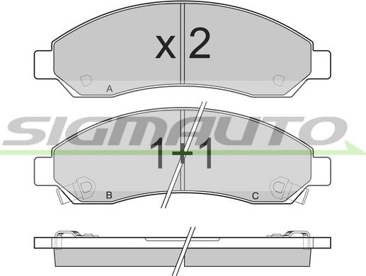 SIGMAUTO SPB199 - Brake Pad Set, disc brake autospares.lv