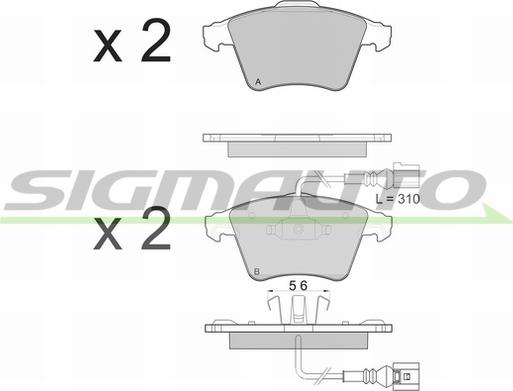 SIGMAUTO SPB142 - Brake Pad Set, disc brake autospares.lv