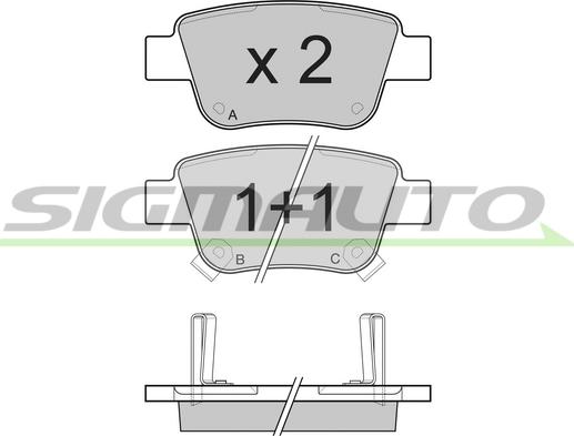 SIGMAUTO SPB112 - Brake Pad Set, disc brake autospares.lv