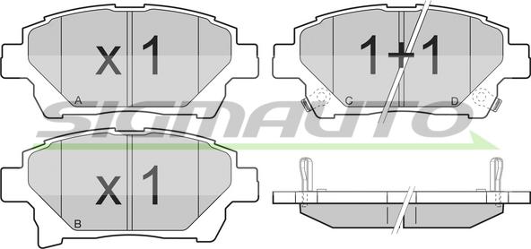 SIGMAUTO SPB393 - Brake Pad Set, disc brake autospares.lv