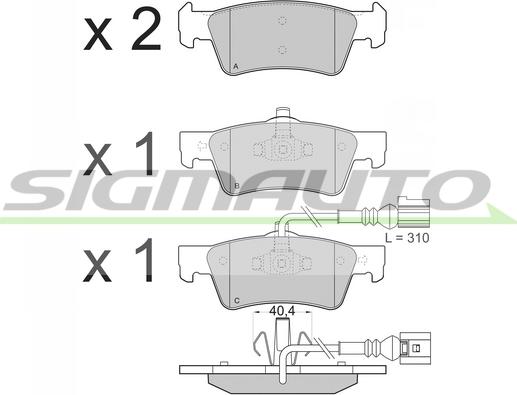 SIGMAUTO SPB372 - Brake Pad Set, disc brake autospares.lv