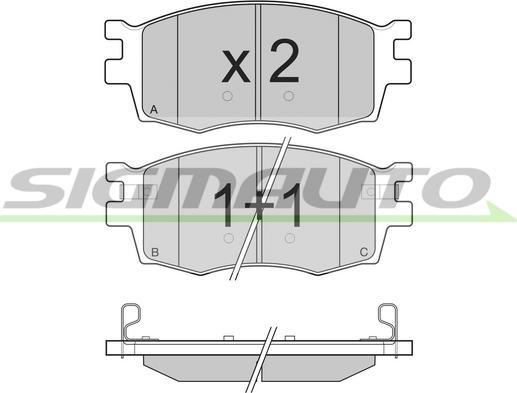 SIGMAUTO SPB240 - Brake Pad Set, disc brake autospares.lv