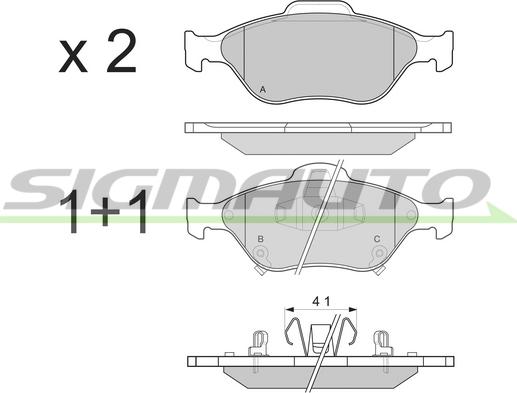 SIGMAUTO SPB255 - Brake Pad Set, disc brake autospares.lv