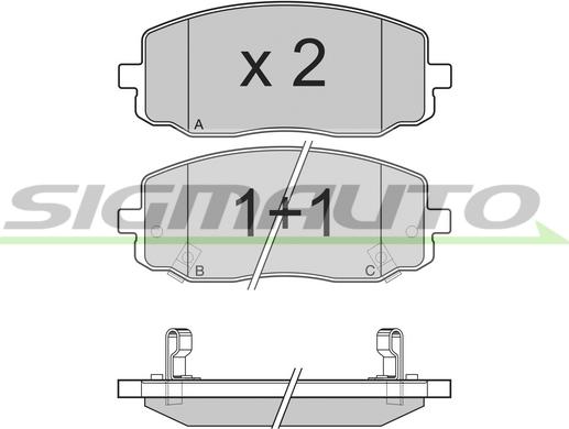 SIGMAUTO SPB204 - Brake Pad Set, disc brake autospares.lv