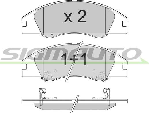 SIGMAUTO SPB200 - Brake Pad Set, disc brake autospares.lv