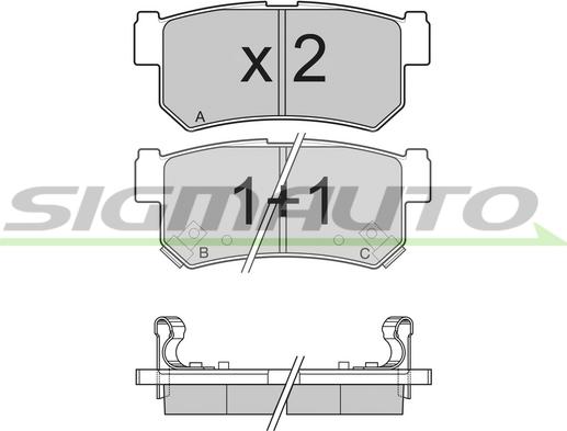 SIGMAUTO SPB203 - Brake Pad Set, disc brake autospares.lv