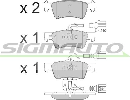 SIGMAUTO SPB282 - Brake Pad Set, disc brake autospares.lv