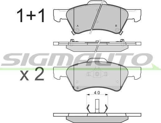 SIGMAUTO SPB222 - Brake Pad Set, disc brake autospares.lv