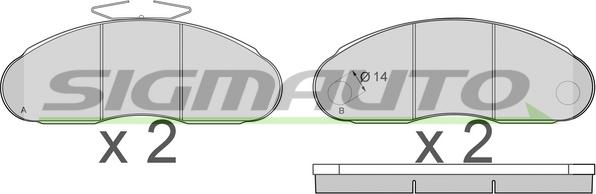 SIGMAUTO SPT261 - Brake Pad Set, disc brake autospares.lv