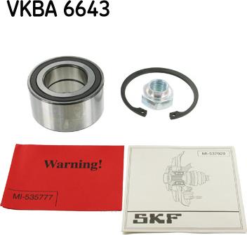 SKF VKBA 6643 - Wheel hub, bearing Kit autospares.lv