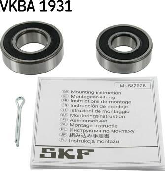 SKF VKBA 1931 - Wheel hub, bearing Kit autospares.lv