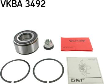 SKF VKBA 3492 - Wheel hub, bearing Kit autospares.lv