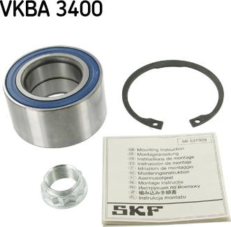 SKF VKBA 3400 - Wheel hub, bearing Kit autospares.lv