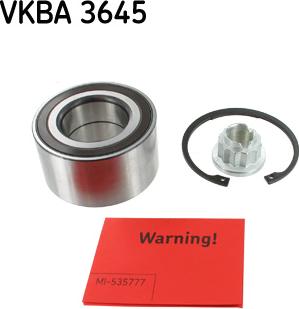 SKF VKBA 3645 - Wheel hub, bearing Kit autospares.lv
