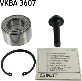 SKF VKBA 3607 - Wheel hub, bearing Kit autospares.lv