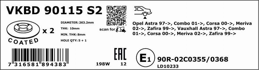 SKF VKBD 90115 S2 - Brake Disc autospares.lv