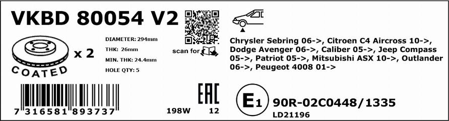 SKF VKBD 80054 V2 - Brake Disc autospares.lv