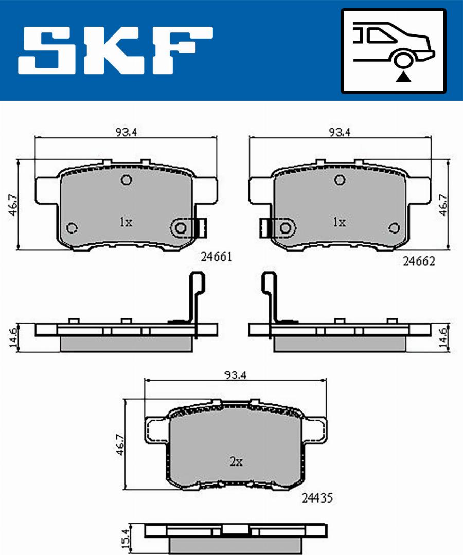 SKF VKBP 90613 A - Brake Pad Set, disc brake autospares.lv