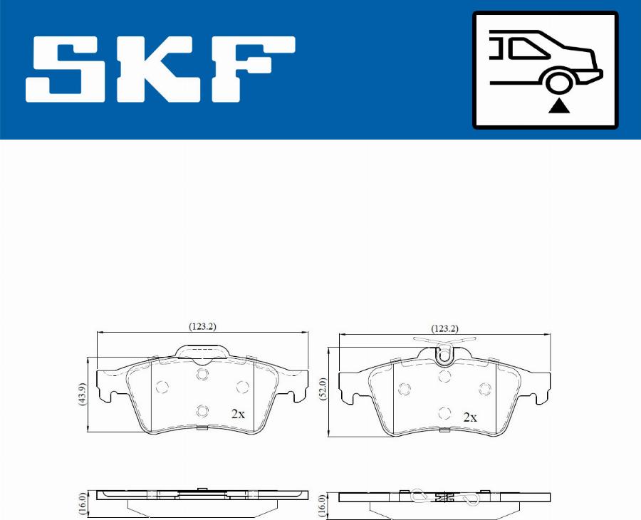 SKF VKBP 90025 - Brake Pad Set, disc brake autospares.lv