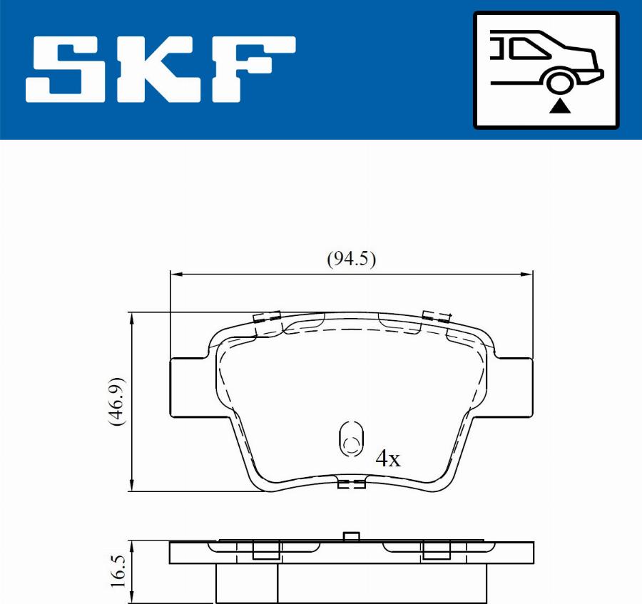 SKF VKBP 90172 - Brake Pad Set, disc brake autospares.lv