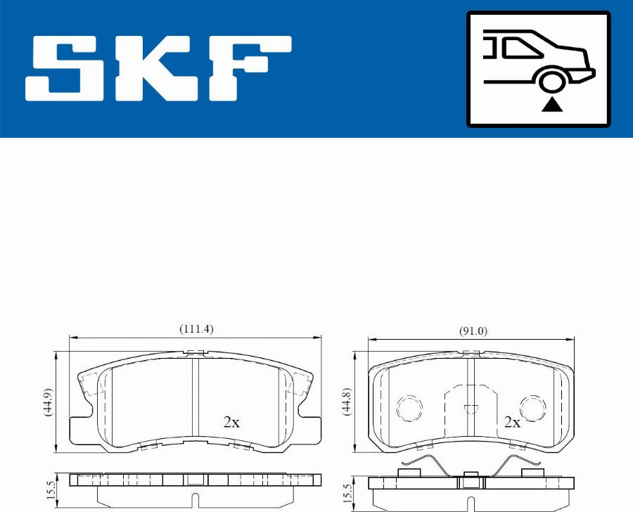 SKF VKBP 90222 - Brake Pad Set, disc brake autospares.lv