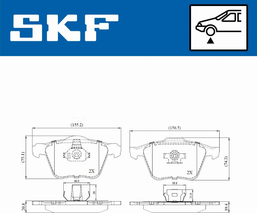 SKF VKBP 80455 - Brake Pad Set, disc brake autospares.lv