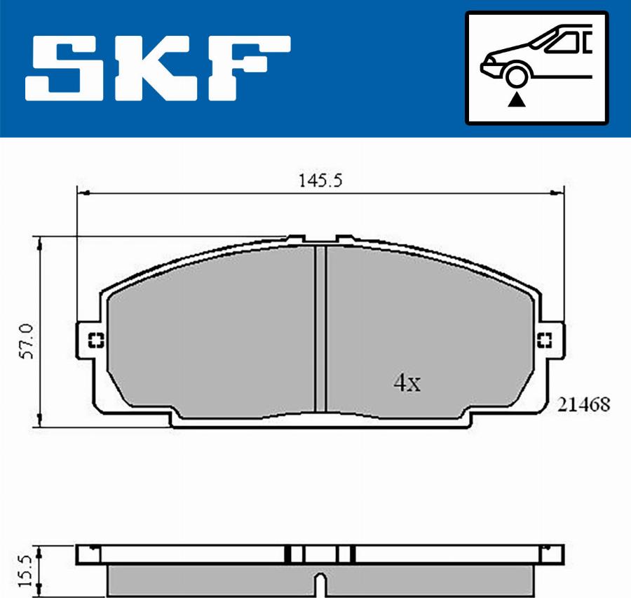 SKF VKBP 80462 - Brake Pad Set, disc brake autospares.lv