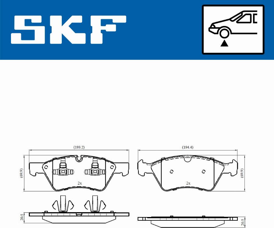 SKF VKBP 80402 - Brake Pad Set, disc brake autospares.lv