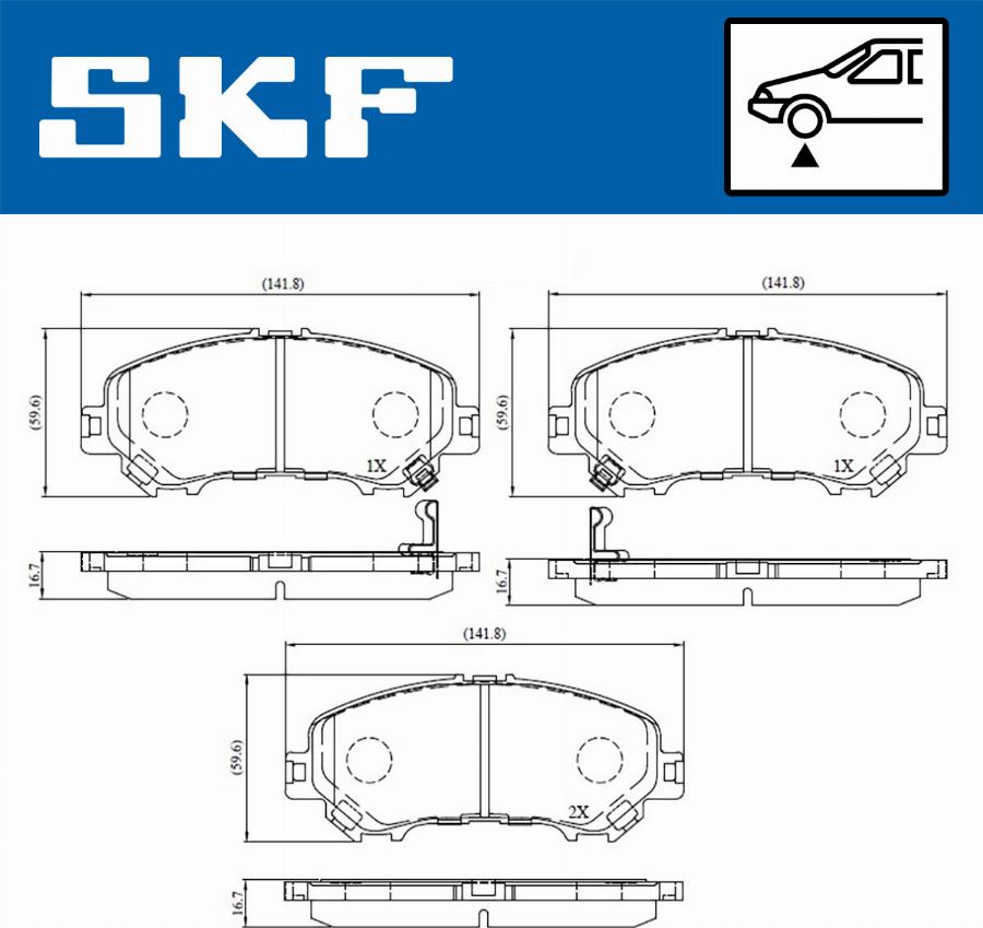 SKF VKBP 80557 A - Brake Pad Set, disc brake autospares.lv