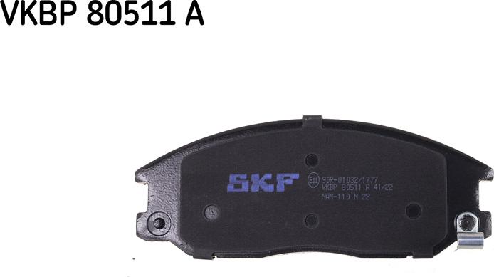 SKF VKBP 80511 A - Brake Pad Set, disc brake autospares.lv