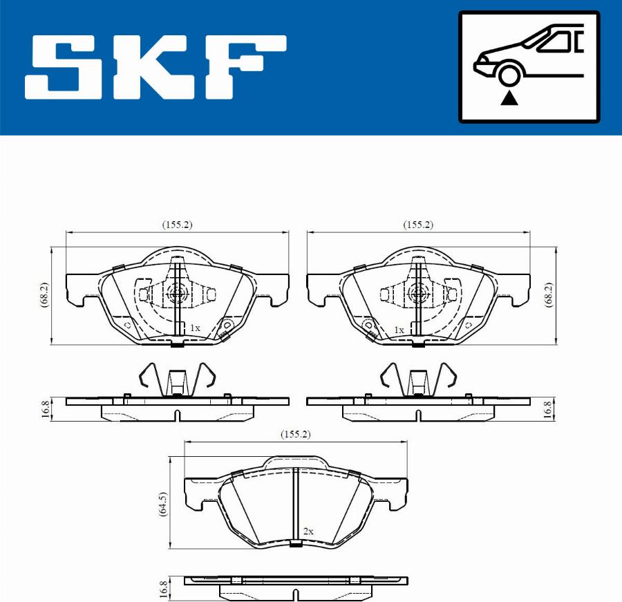 SKF VKBP 80518 A - Brake Pad Set, disc brake autospares.lv