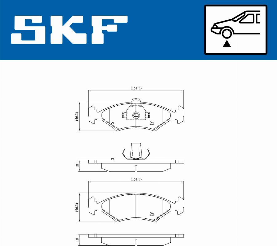 SKF VKBP 80602 - Brake Pad Set, disc brake autospares.lv