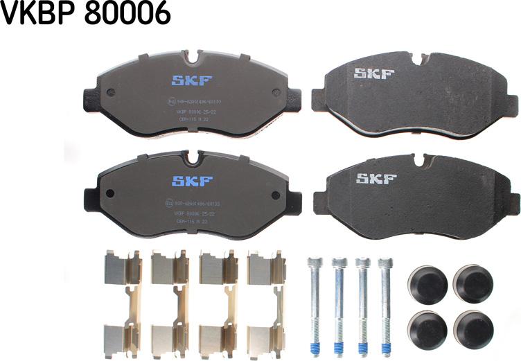 SKF VKBP 80006 - Brake Pad Set, disc brake autospares.lv