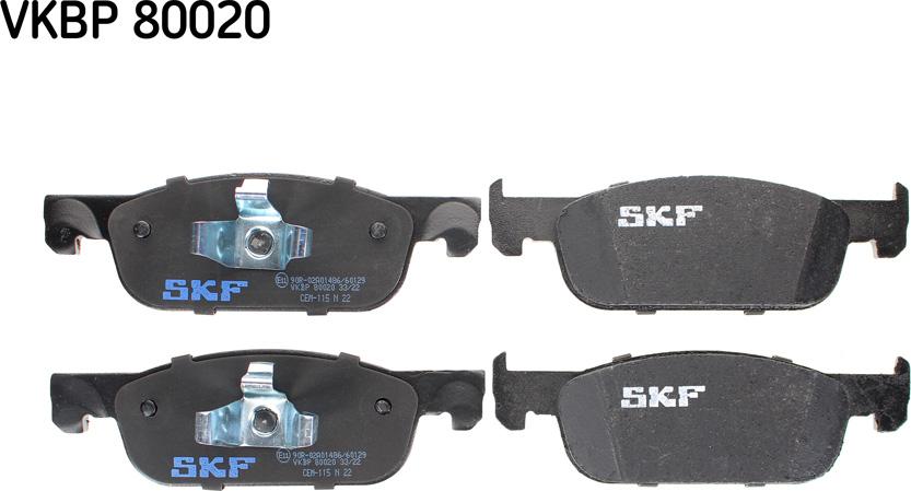 SKF VKBP 80020 - Brake Pad Set, disc brake autospares.lv