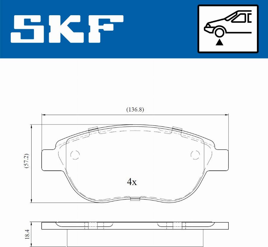 SKF VKBP 80022 - Brake Pad Set, disc brake autospares.lv