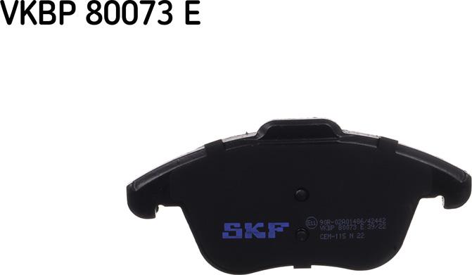 SKF VKBP 80073 E - Brake Pad Set, disc brake autospares.lv