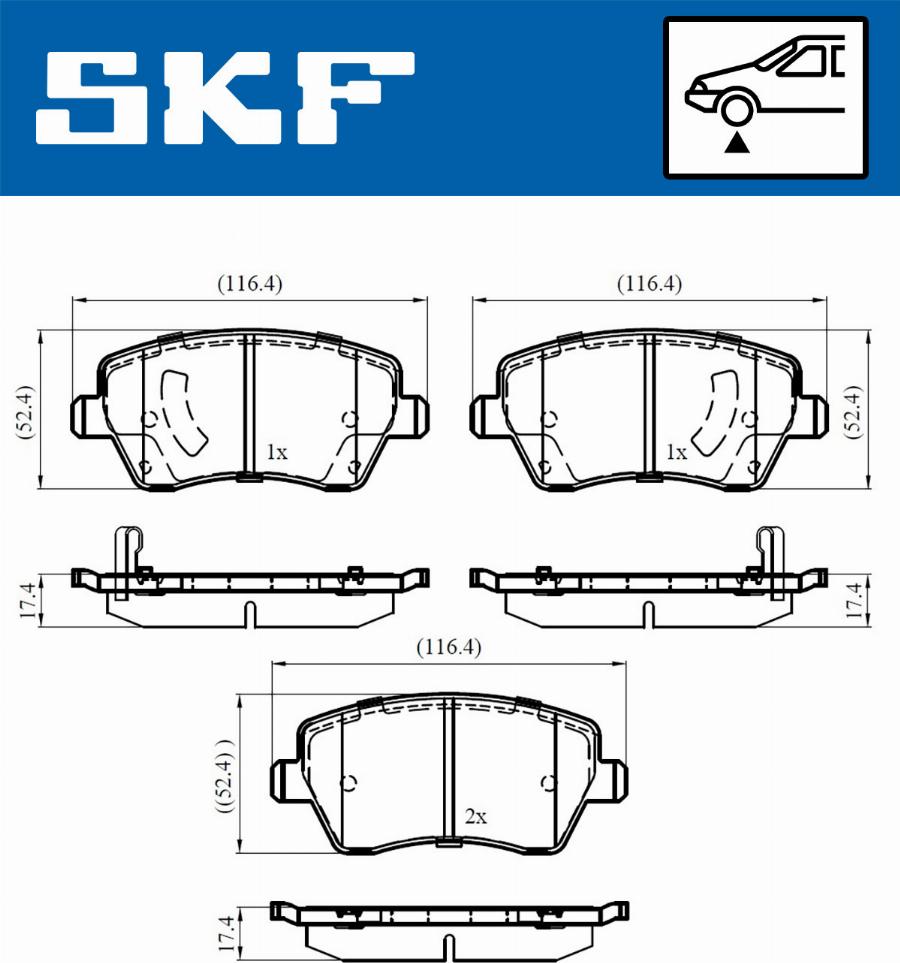 SKF VKBP 80182 A - Brake Pad Set, disc brake autospares.lv