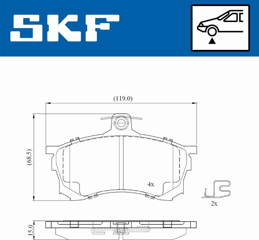 SKF VKBP 80872 A - Brake Pad Set, disc brake autospares.lv