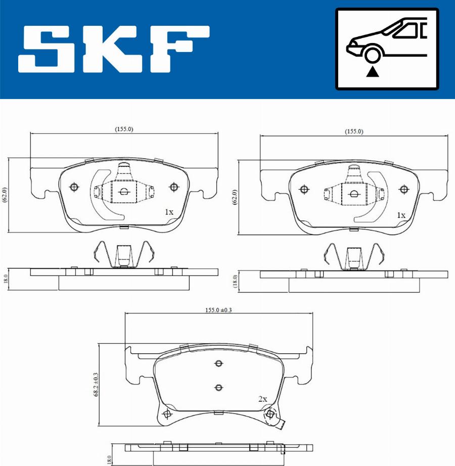 SKF VKBP 80301 A - Brake Pad Set, disc brake autospares.lv