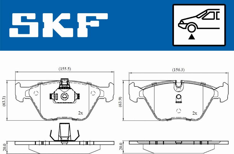 SKF VKBP 80311 - Brake Pad Set, disc brake autospares.lv