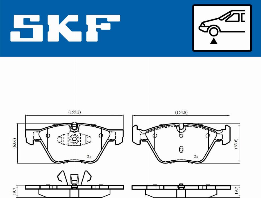 SKF VKBP 80702 - Brake Pad Set, disc brake autospares.lv