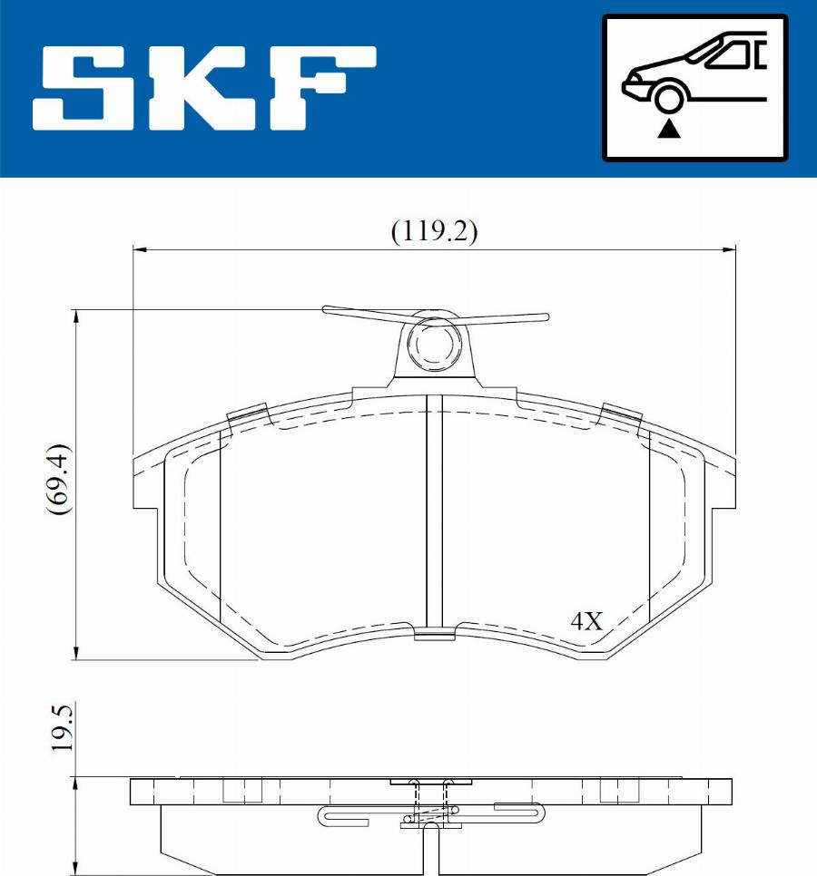 SKF VKBP 80722 - Brake Pad Set, disc brake autospares.lv